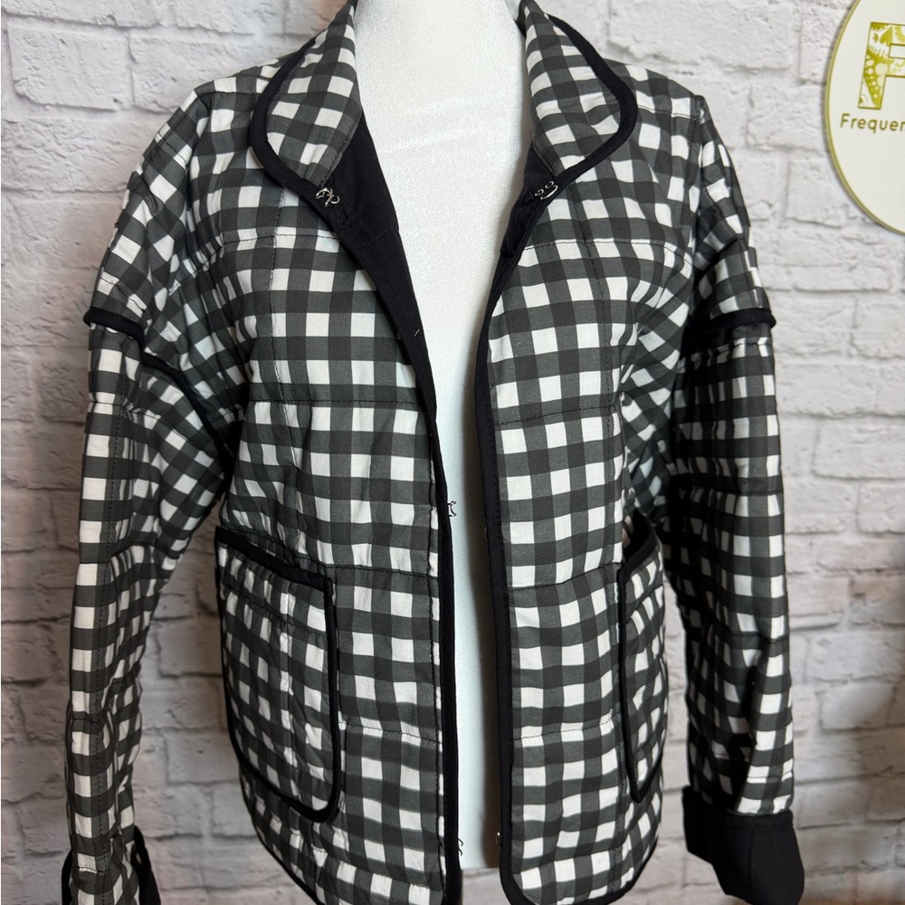 Black and White Gingham Quilted Jacket